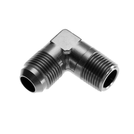 ADAPTER FITTING 4 AN Male To 14 NPT Male 90 Degree Anodized Black Aluminum Single